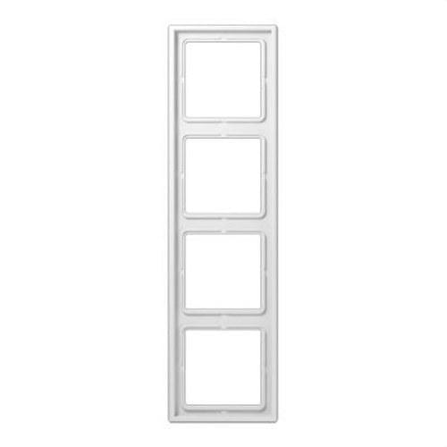JUNG - Marco cuádruple 81x294mm LS 990 duroplástico brillante blanco alpino para montaje horizontal o vertical