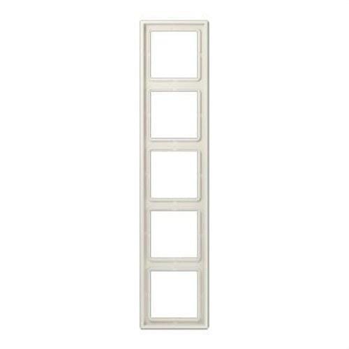 JUNG - Marco quíntuple 81x365mm LS 990 duroplástico brillante blanco marfil para montaje horizontal o vertical