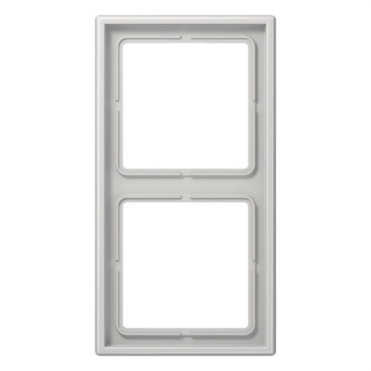 JUNG - Marco doble 81x152mm LS 990 duroplástico brillante gris claro para montaje horizontal o vertical