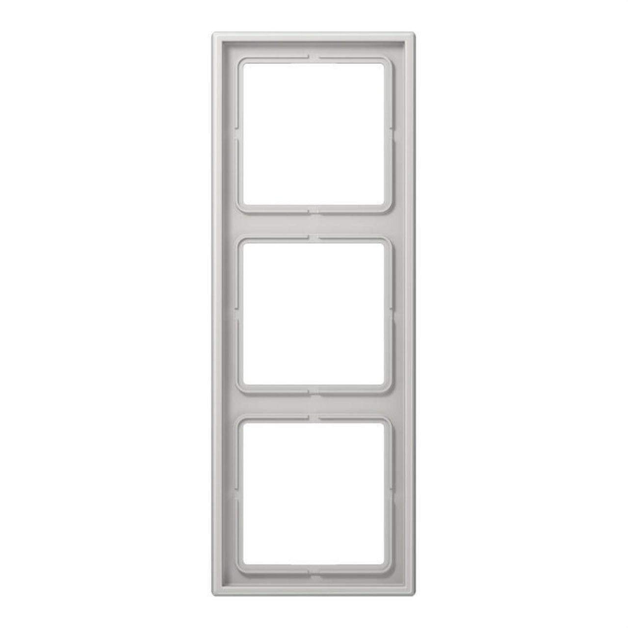 JUNG - Marco triple 81x223mm LS 990 duroplástico brillante gris claro para montaje horizontal o vertical