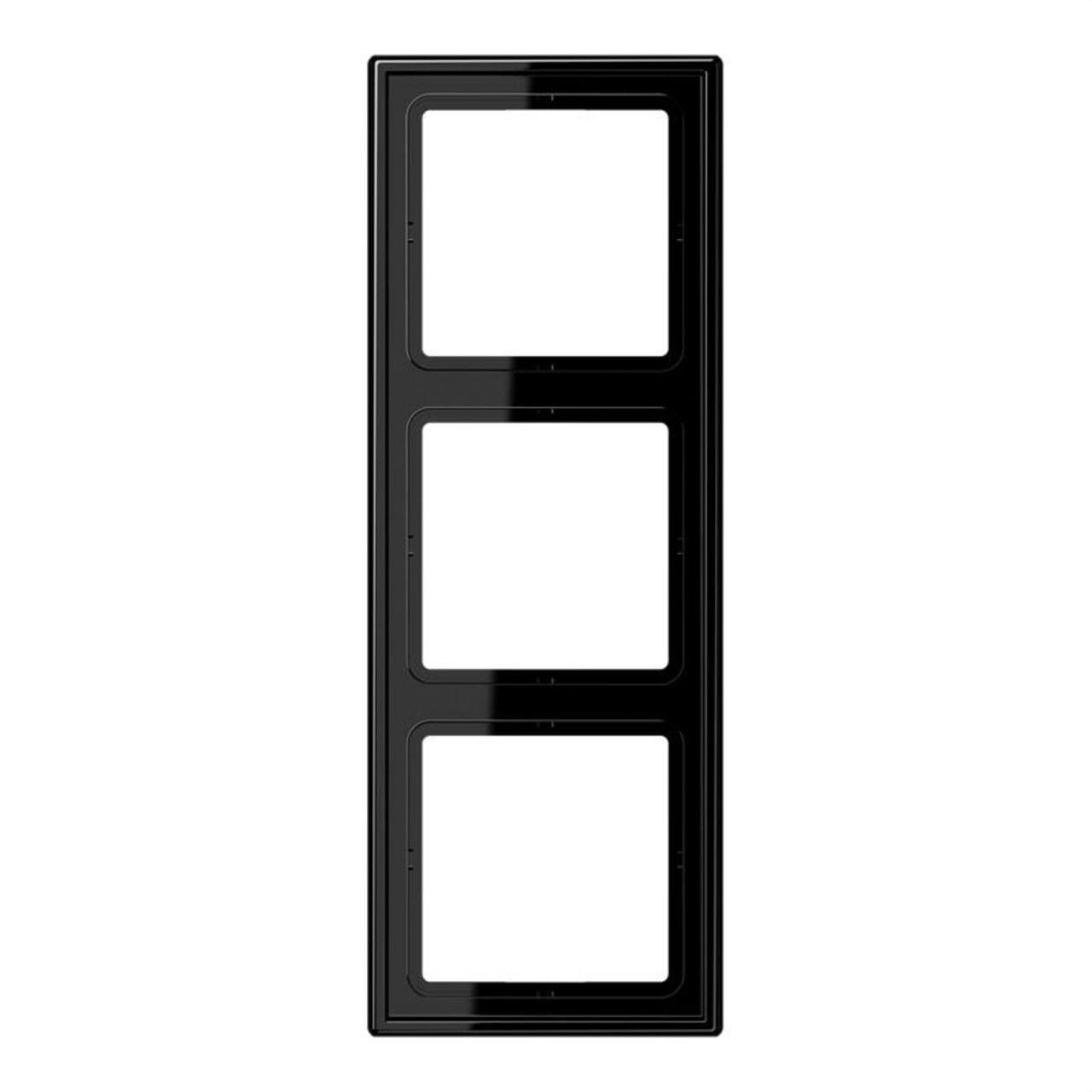 JUNG - Marco triple 81x223mm LS 990 duroplástico brillante negro para montaje horizontal o vertical