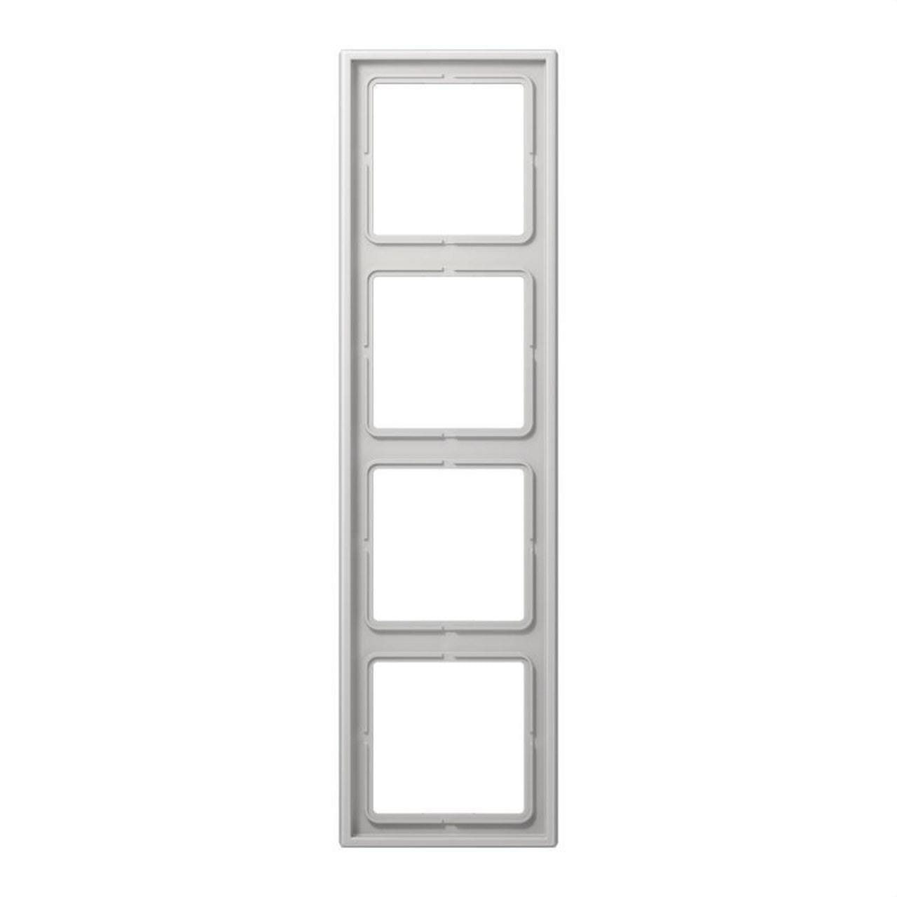 JUNG - Marco cuádruple 81x294mm LS 990 duroplástico brillante gris claro para montaje horizontal o vertical