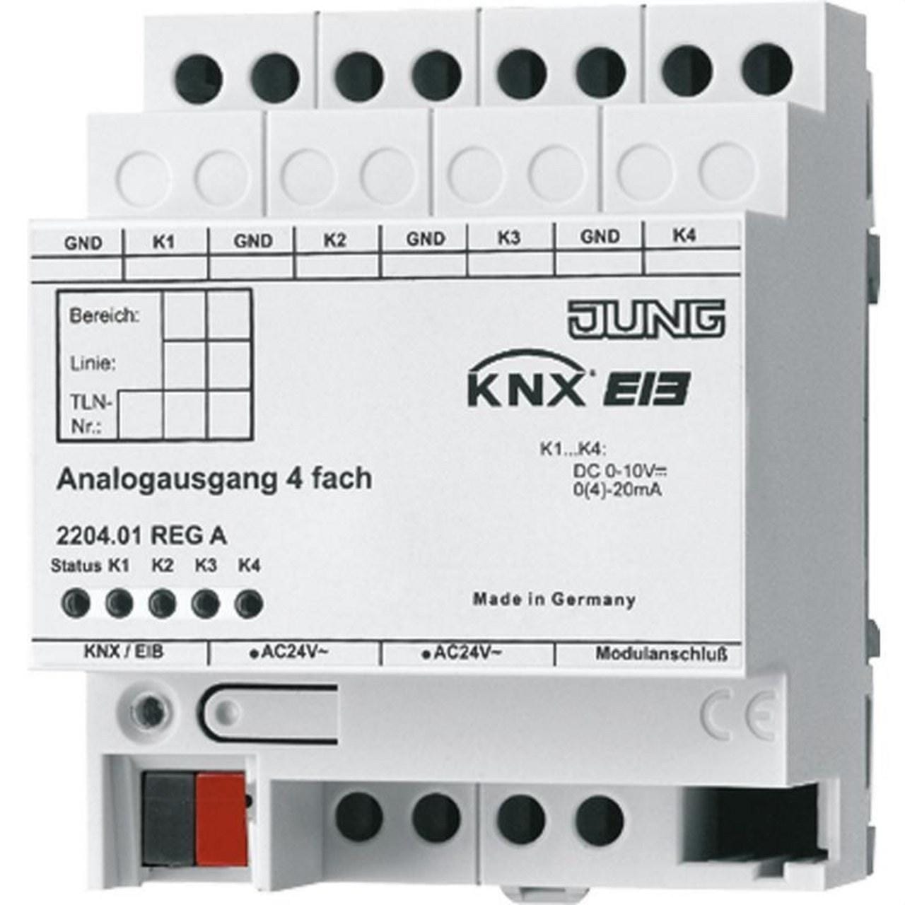 JUNG - Salida analógica KNX 4 canales DIN 4 módulos