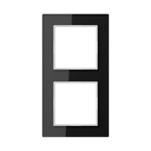 JUNG - Marco embellecedor negro brillante doble 84x155mm