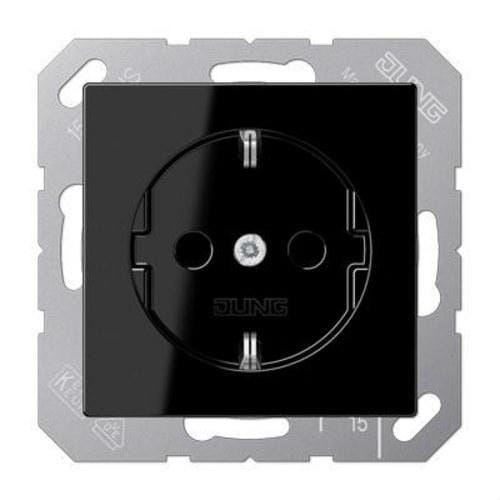 JUNG - Base enchufe Schuko® protección niños negro