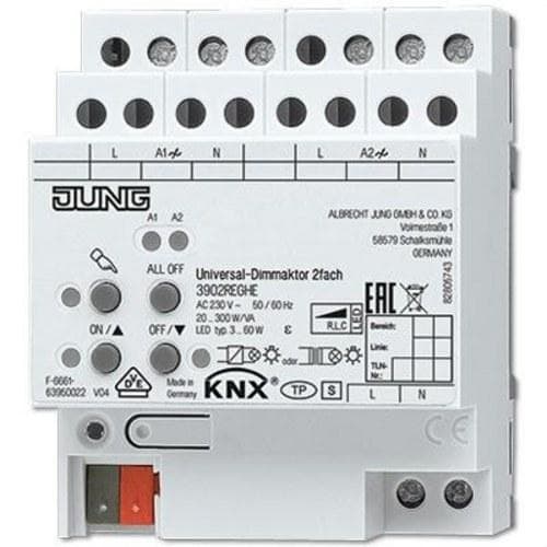 JUNG - Actuador dimmer regulador velocidad KNX 2 canales