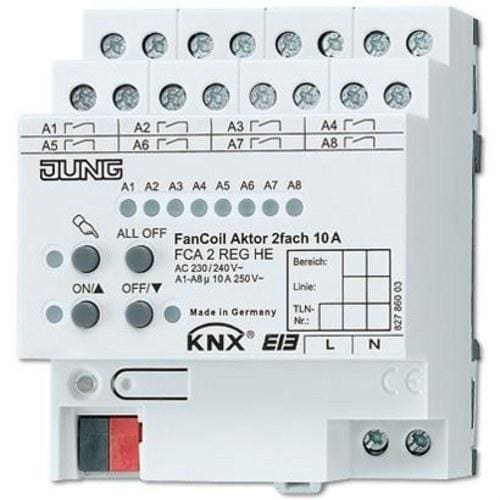 JUNG - Actuador KNX fan-coil 2 canales DIN 4 módulos