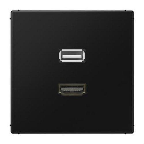 JUNG - Placa HDMI/USB negro para Serie LS