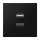 JUNG - Placa HDMI/USB negro para Serie LS