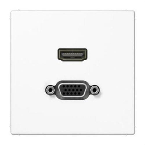 JUNG - Placa HDMI/VGA blanco alpino para Serie LS