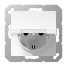 JUNG - Base enchufe protección niños con tapa blanco