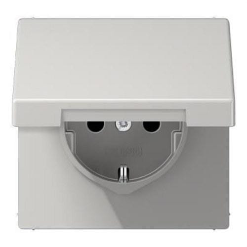 JUNG - Base enchufe con tapa protección niños gris claro