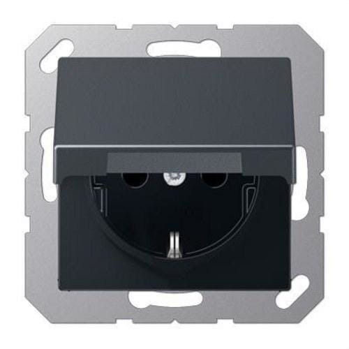 JUNG - Base Schuko® tornillo protección niños tapa abatible antracita