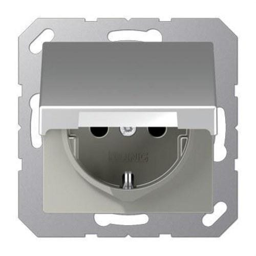 JUNG - Base Schuko® tornillo protección niños tapa abatible aluminio