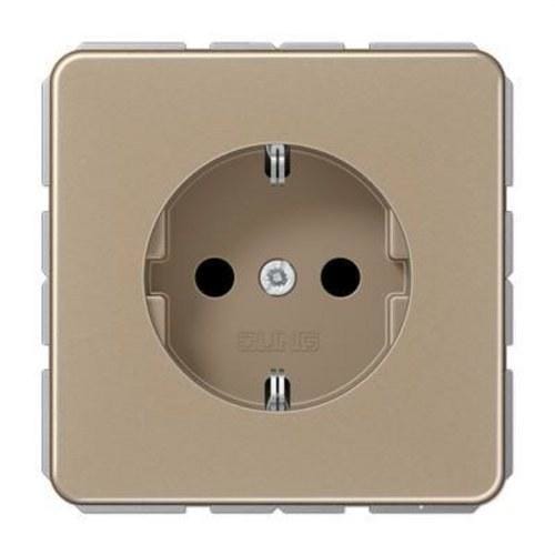 JUNG - Base enchufe Schuko® conexión tornillo protección niño bronce oro