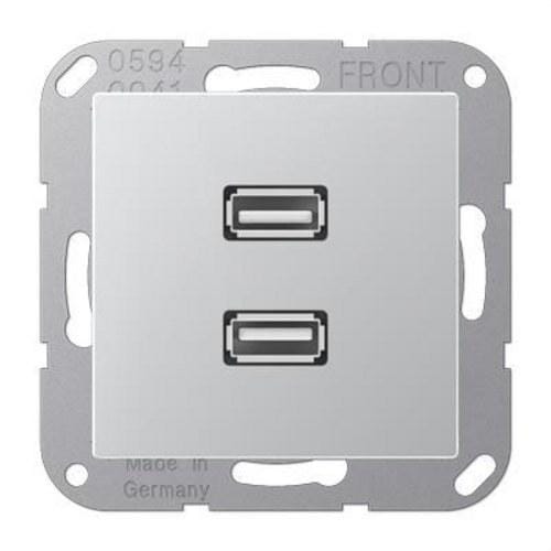 JUNG - PLACA 2XUSB ALUMINIO PARA SERIE AS500