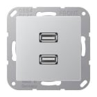 JUNG - PLACA 2XUSB ALUMINIO PARA SERIE AS500
