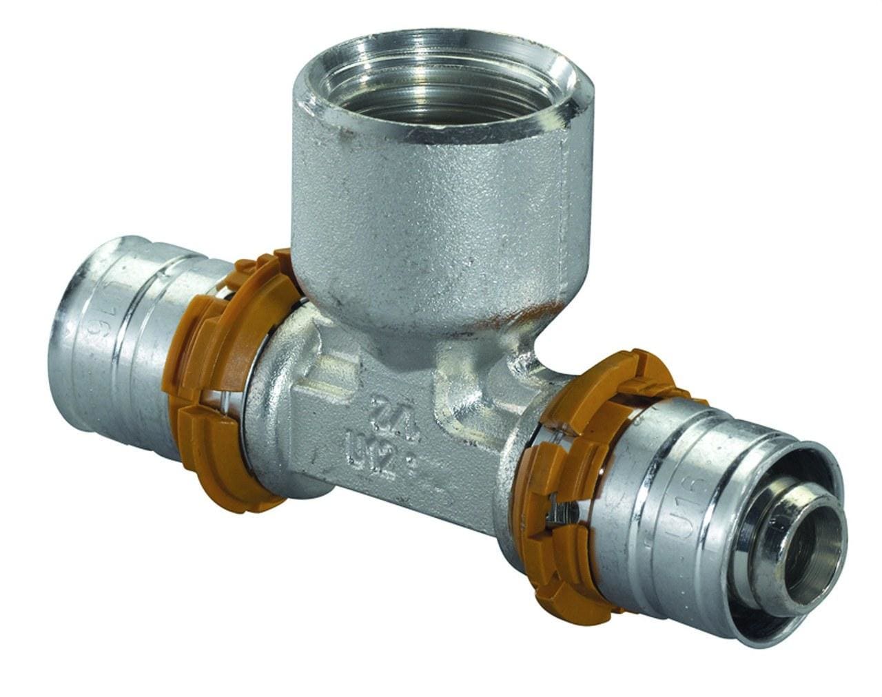 UPONOR - Te salida hembra 20x1/2x20 en latón Pert-Al-Pert