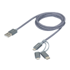 LEGRAND - Cable 3 en 1: USB tipo A a micro USB, USB C y Lightning. Longitud: 1,2m