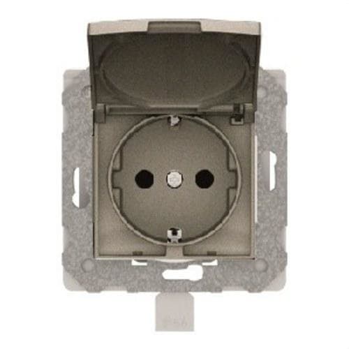 BJC - Base Schuko emborne rápido IP44 con garras serie Viva en gris lava