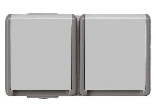 BJC - Base enchufe doble horizontal Delta IP44 con dispositivo