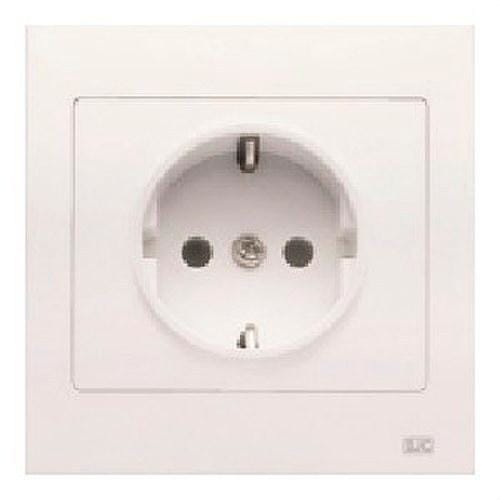 BJC - Base enchufe 2P+TT lateral en blanco con dispositivo de seguridad y marco Iris (monoblock) 16A 250V