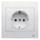 BJC - Base enchufe 2P+TT lateral en beige con dispositivo de seguridad y marco Iris (monoblock) 16A 250V