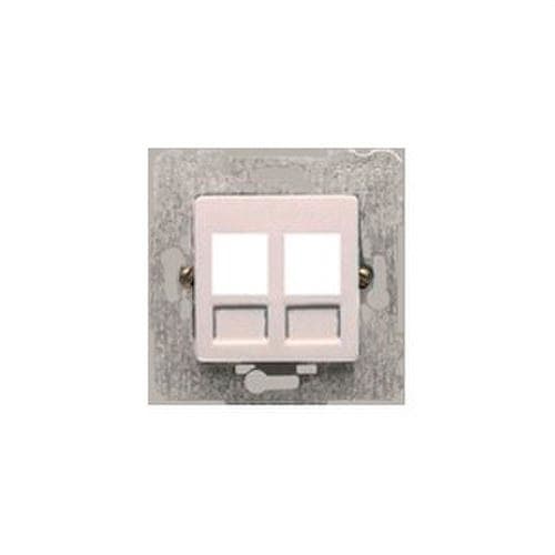 BJC - Tapa adaptadora con bastidor 2 contactos RJ45 Sol Teide en blanco