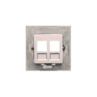 BJC - Tapa adaptadora con bastidor 2 contactos RJ45 Sol Teide en blanco