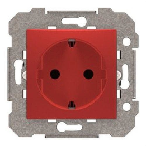BJC - Base Schuko emborne con tornillo protección serie Viva en rojo