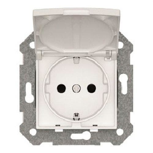 BJC - Base Schuko con tapa abatible protección infantil serie Viva en blanco