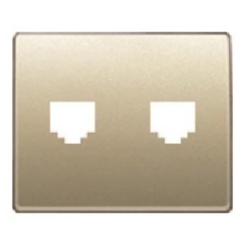 BJC - Tapa toma doble de teléfono 8 vías RJ-45 serie Mega en dorado