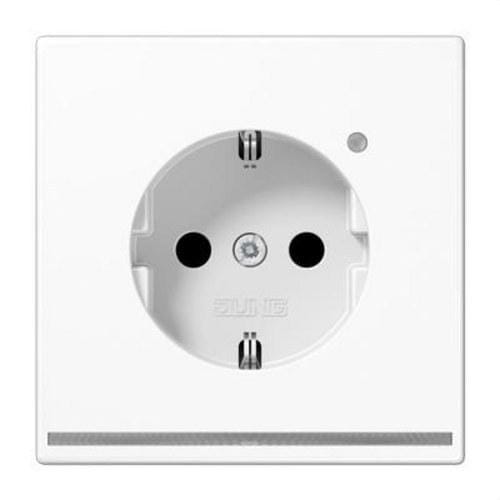 JUNG - Enchufe Schuko® 16A 250V blanco alpino de la Serie LS termoplástico extrabrillante con luz de orientación LEDS