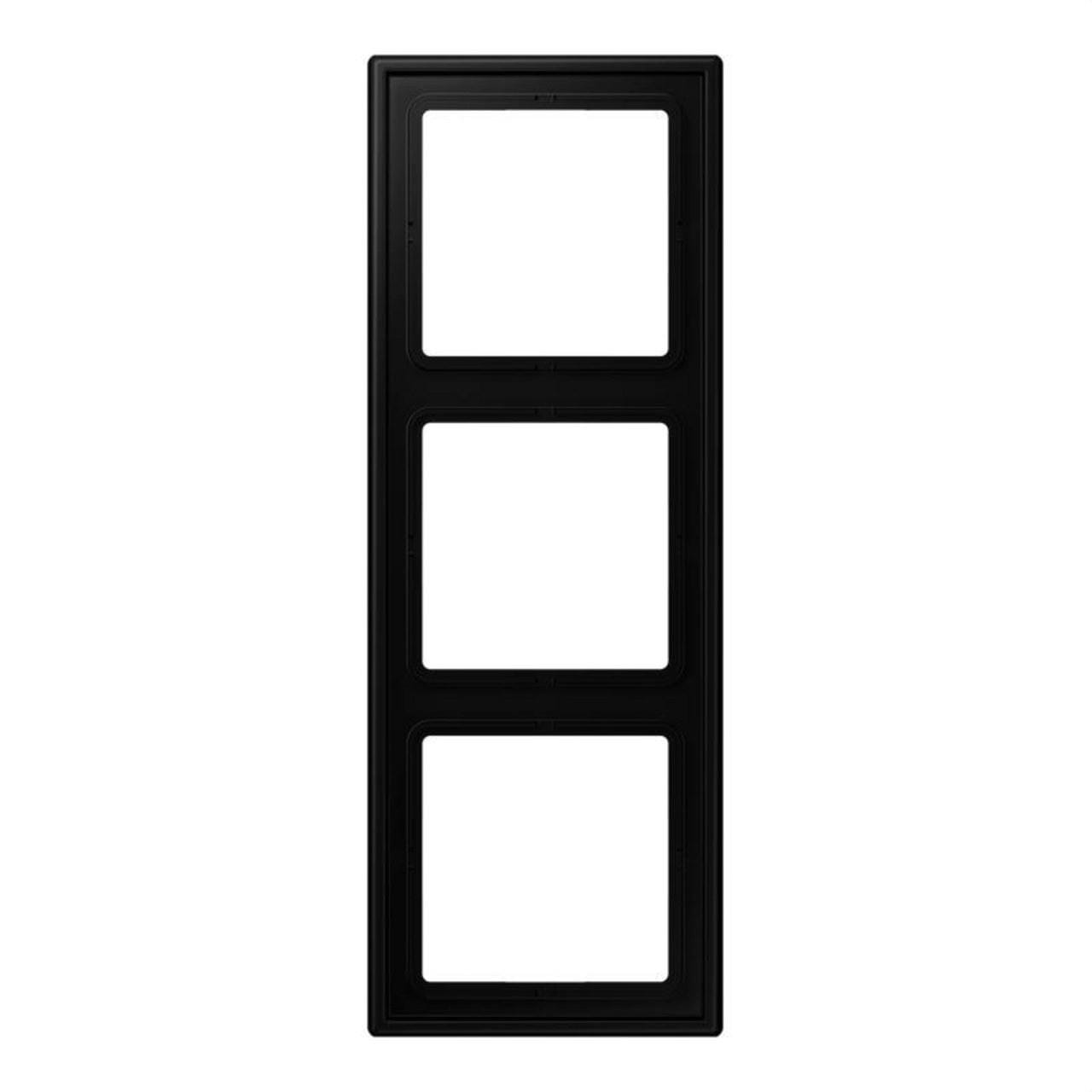 JUNG - Marco triple 81x223mm LS 990 lacado mate negro mate para montaje horizontal o vertical