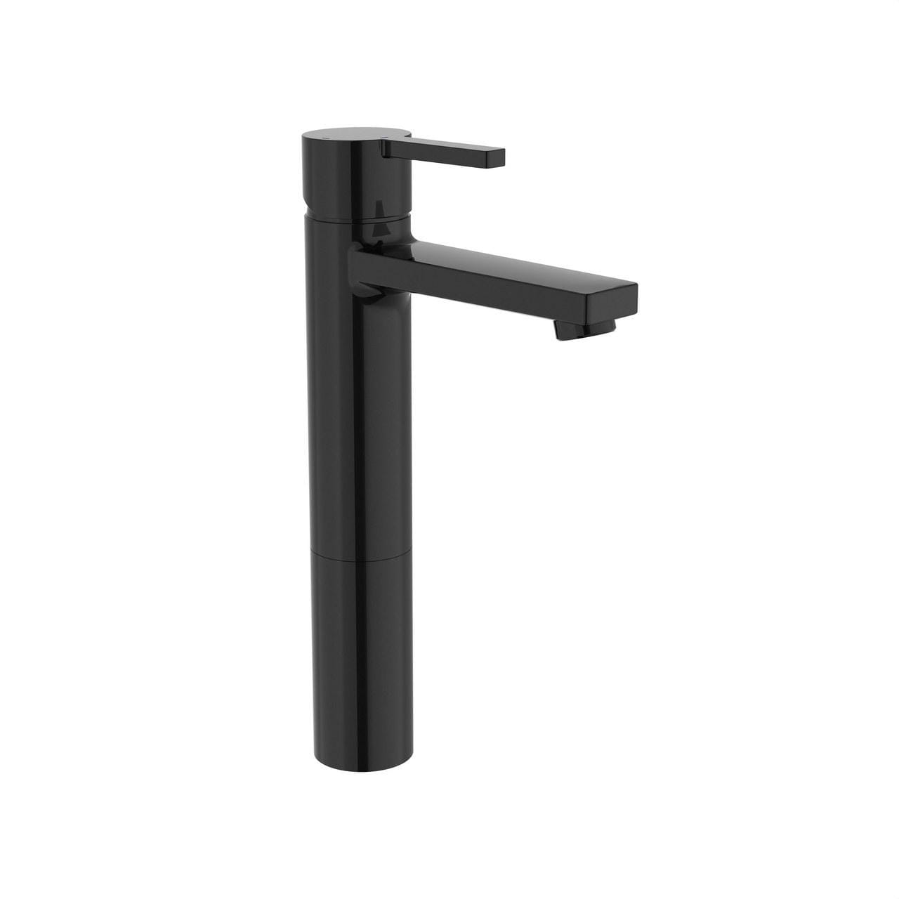 ROCA - Mezclador lavabo caño alto liso NAIA con aireador negro titanio