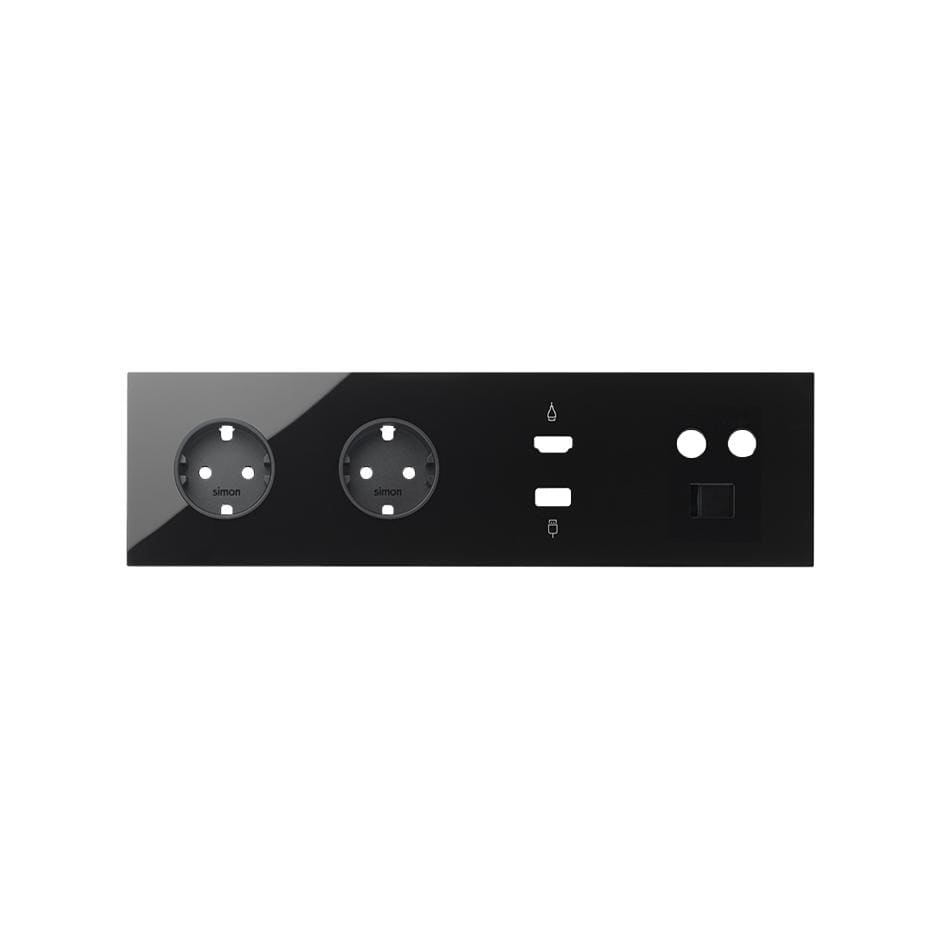 SIMON - Kit frontal SIMON 100 con 4 elementos+2 bases+HDMI+USB+TV/SAT+RJ45 negro