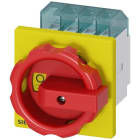 SIEMENS - Interruptor emergencia 3 polos frontal 4 taladros giratorio rojo amarillo