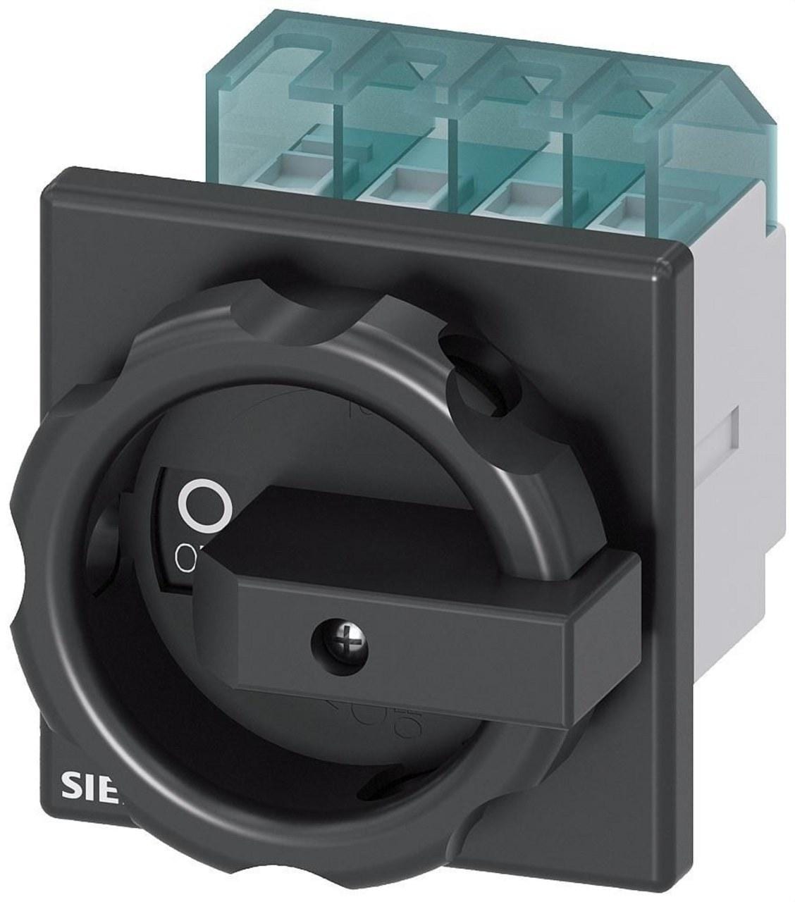 SIEMENS - Interruptor emergencia 4 polos frontal 4 taladros giratorio negro