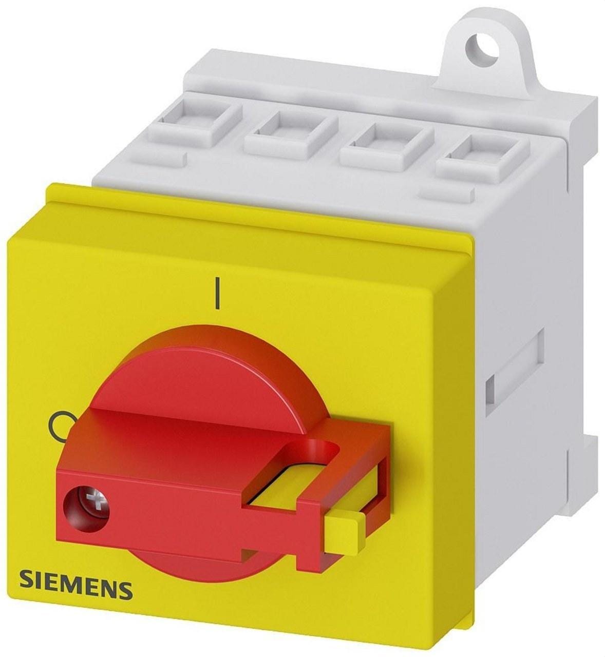 SIEMENS - Interruptor emergencia 3 polos suelo perfil 2 taladros palanca rojo amarillo