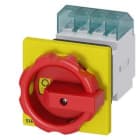 SIEMENS - Interruptor emergencia 3 polos frontal taladro central giratorio rojo amarillo