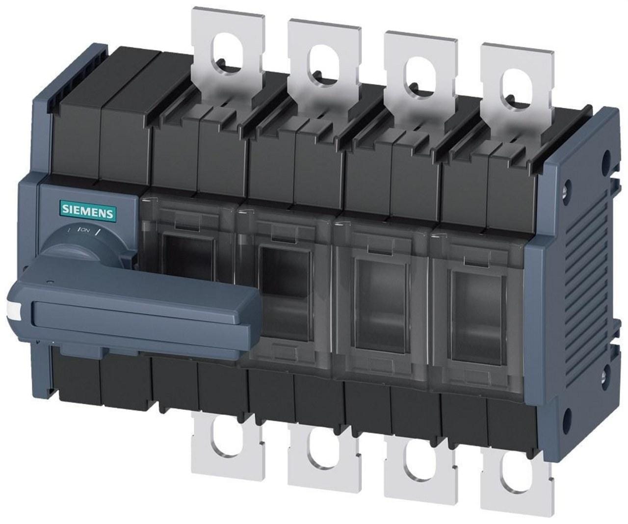 SIEMENS - Seccionador 200A tamaño 3 4 polos frontal izquierda conexión plana gris