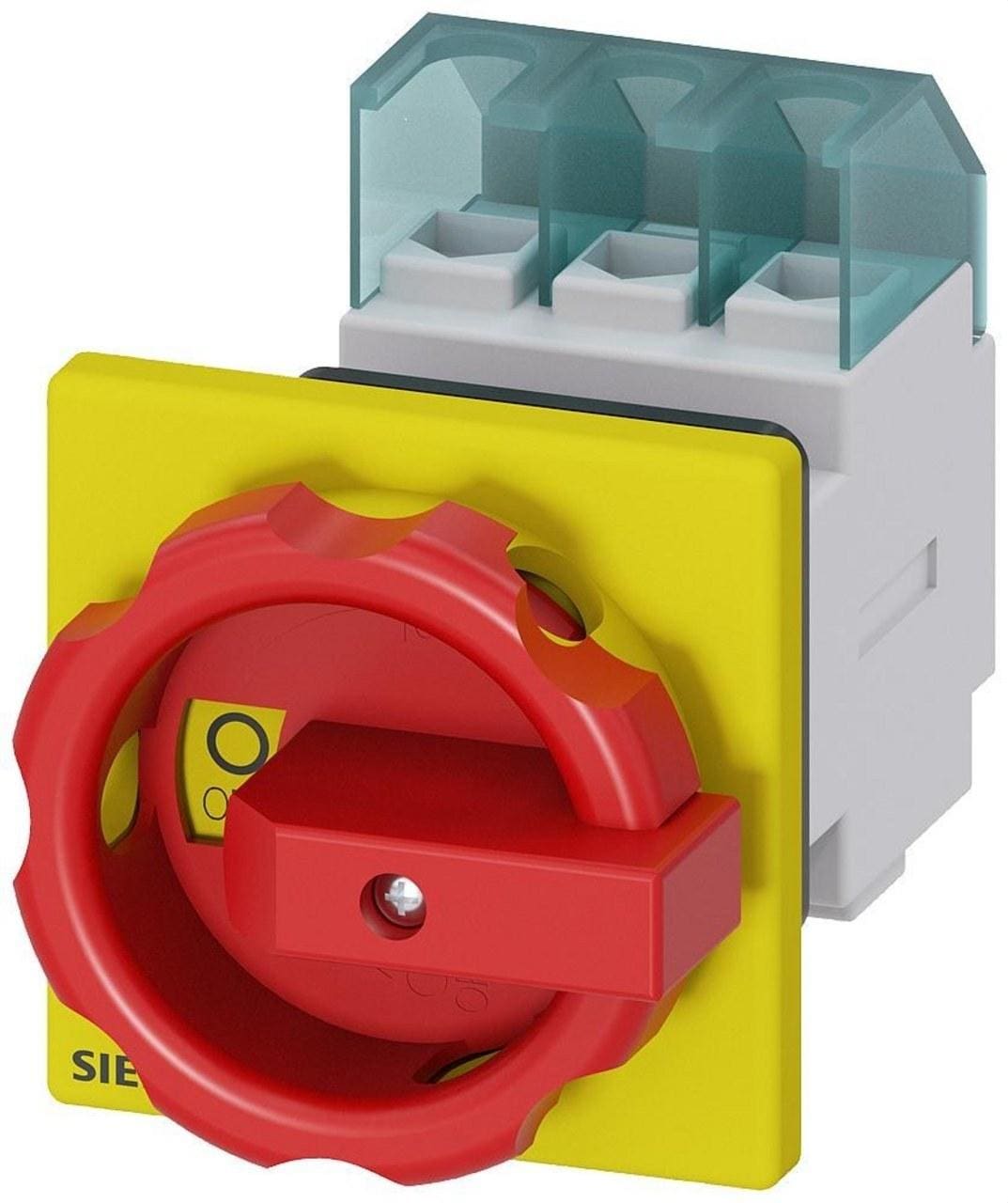 SIEMENS - Interruptor 3LD2 3 polos 25A orificio central frontal rojo/ amarillo