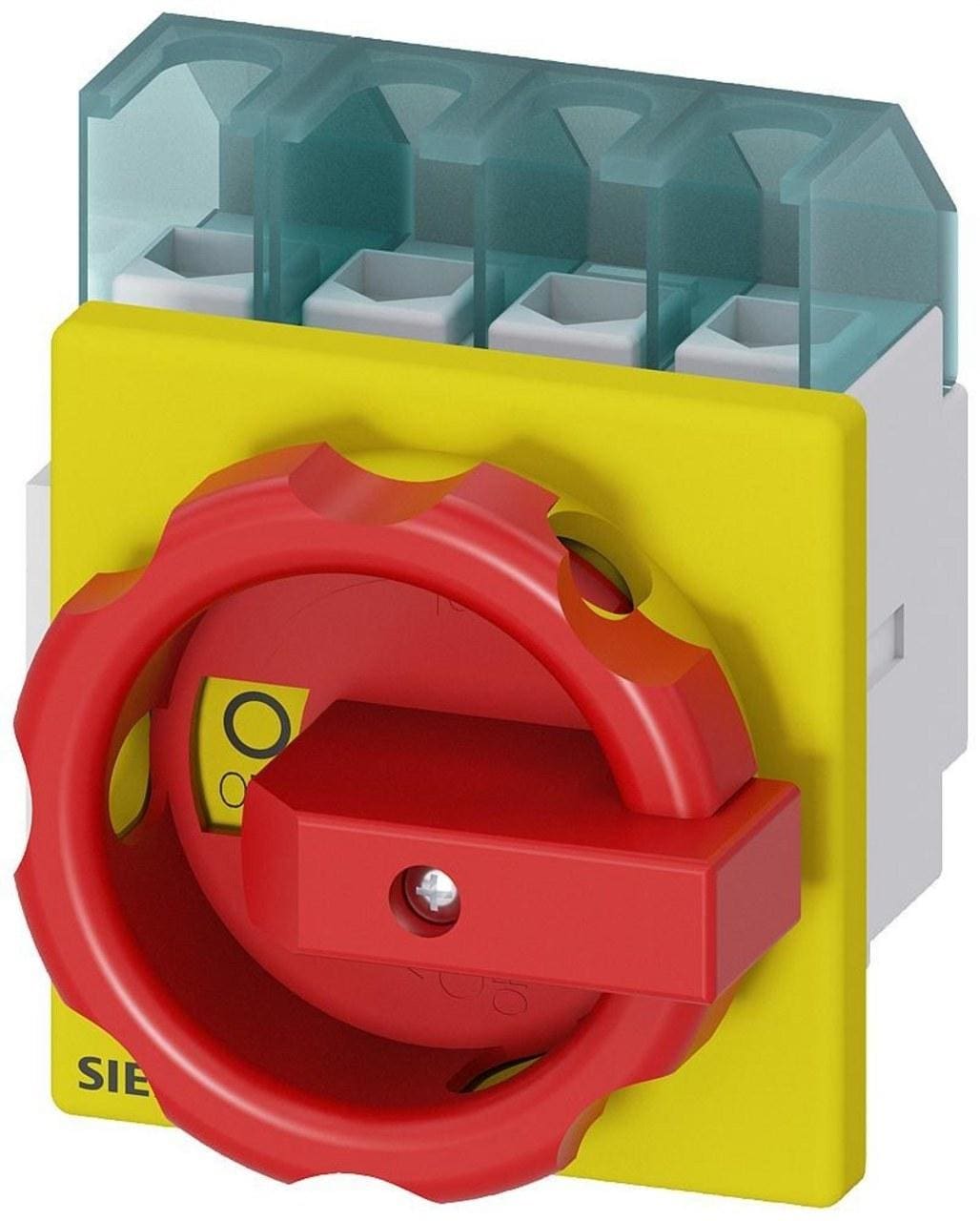 SIEMENS - Interruptor 3LD2 3 polos+neutro 32A 4 orificio frontal rojo / amarillo