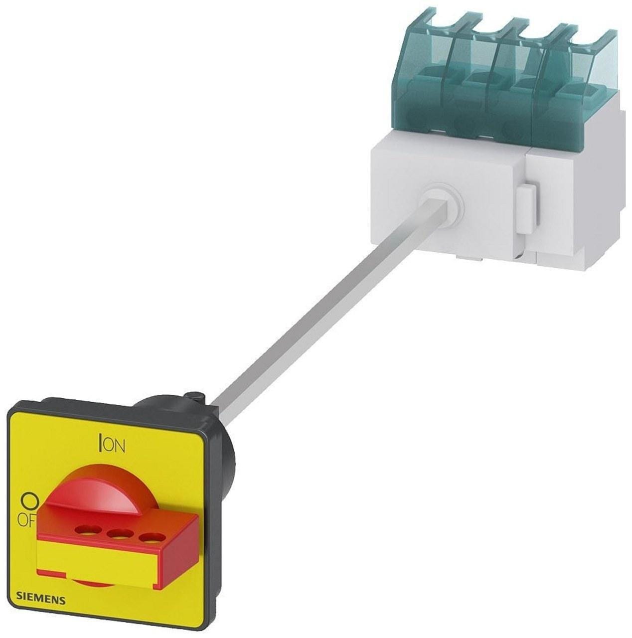 SIEMENS - Interruptor principal 3 polos base perfil 2 taladros giratorio rojo/ amarillo