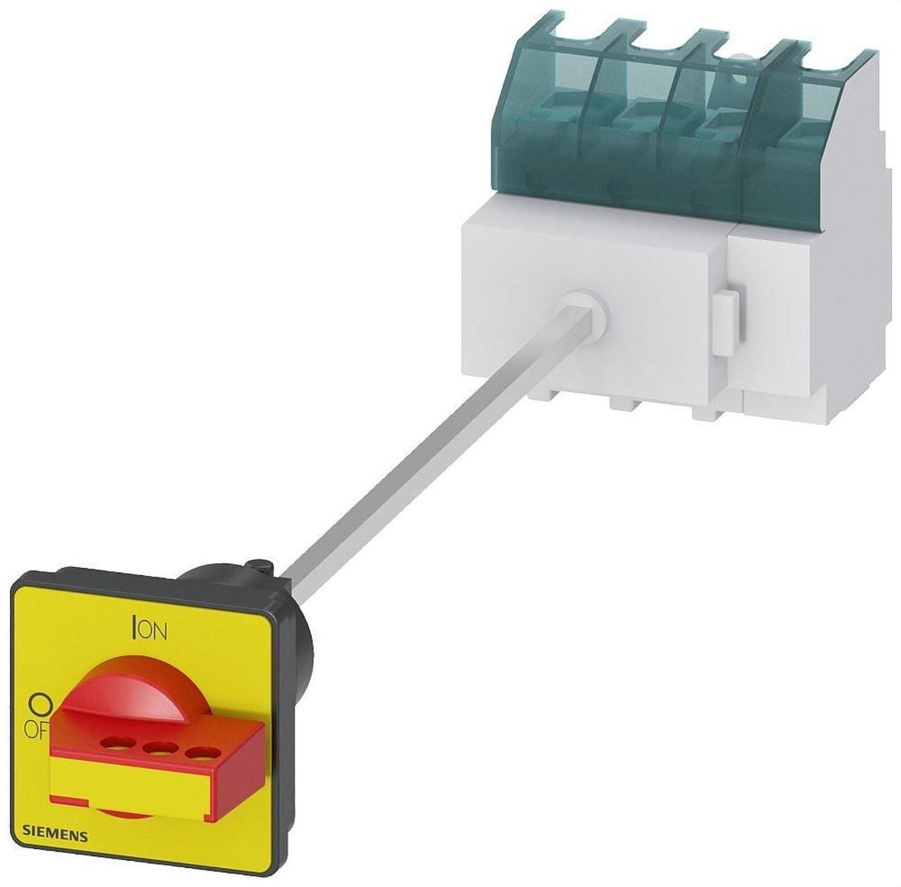 SIEMENS - Interruptor principal 3 polos base perfil 2 taladros giratorio rojo/ amarillo