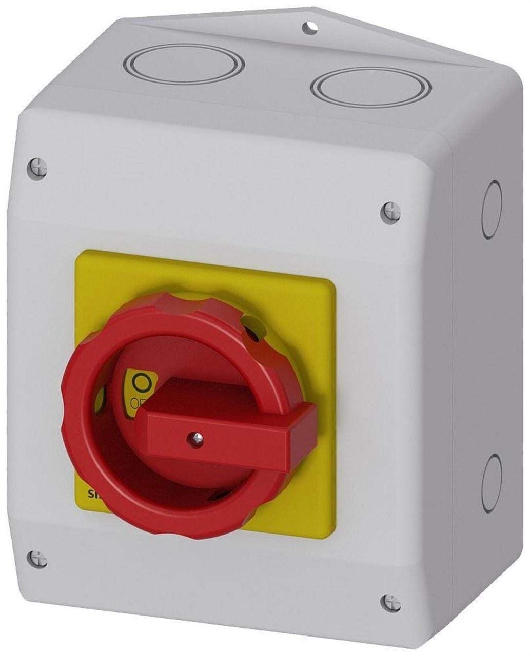 SIEMENS - Interruptor principal emergencia 4 polos 1 borna giratorio rojo/ amarillo