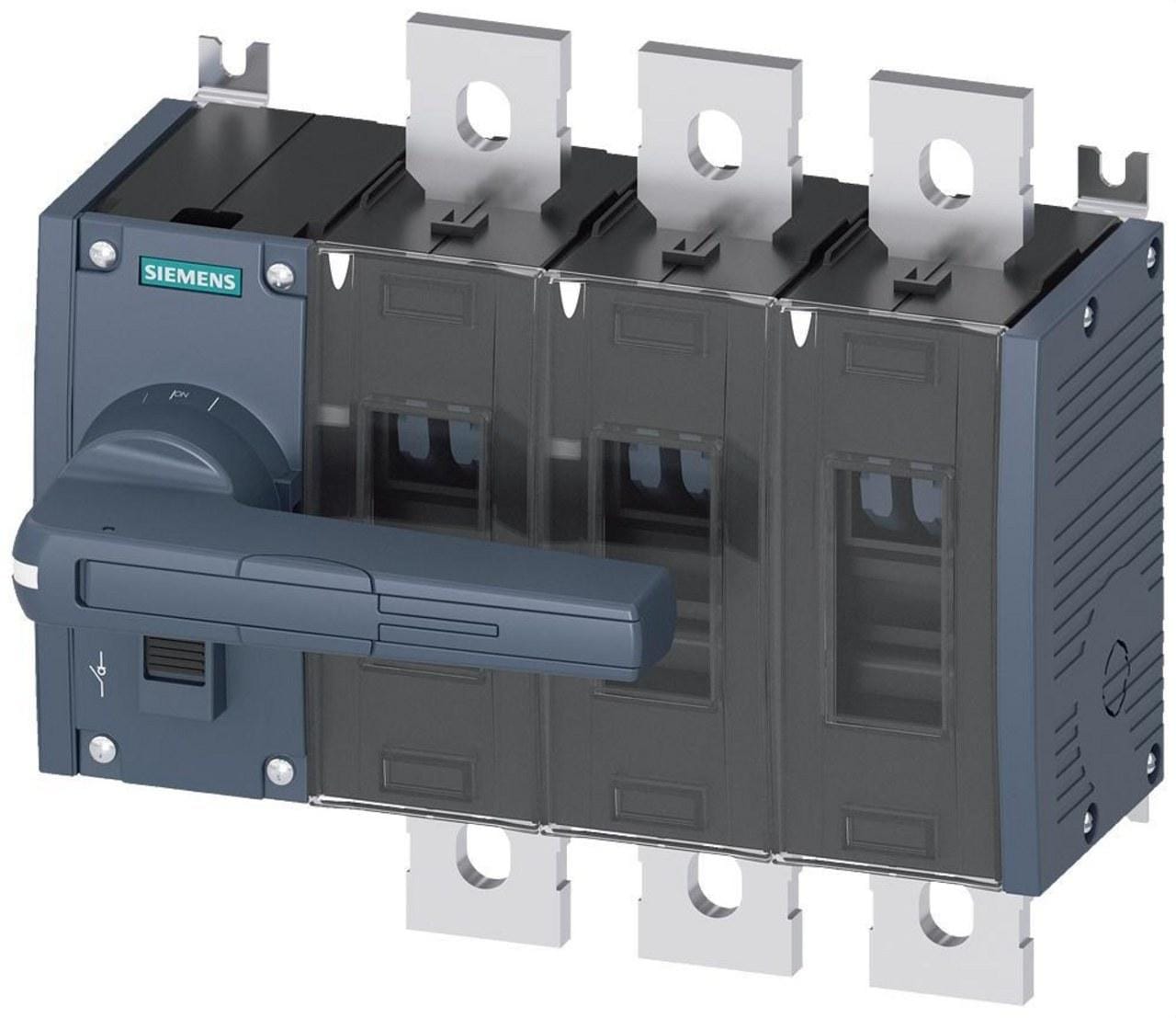 SIEMENS - Seccionador 500A tamaño 4 3 polos frontal izquierda conexión plana gris