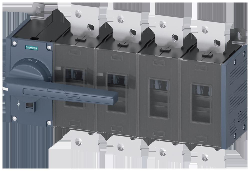 SIEMENS - Seccionador 1000A tamaño 5 4 polos frontal izquierda conexión plana gris