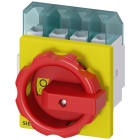 SIEMENS - Interruptor 3LD2 3 polos+neutro 25A 4 orificio frontal rojo / amarillo