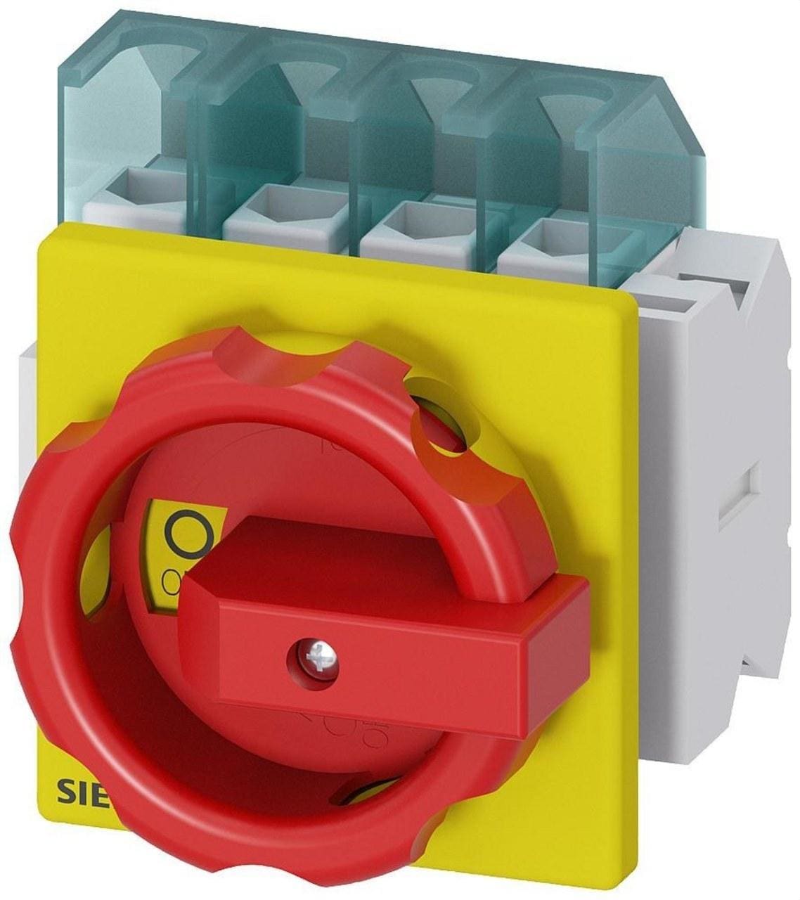 SIEMENS - Interruptor 3LD2 3 polos+neutro 25A 4 orificio frontal rojo / amarillo
